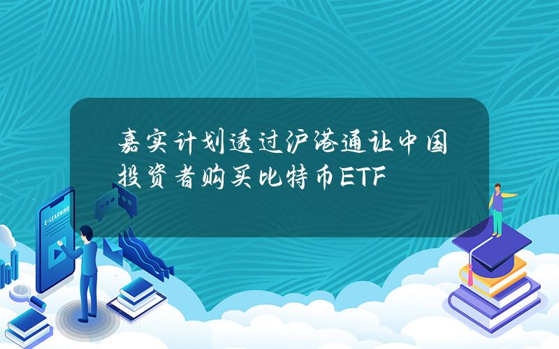 嘉实计划透过沪港通让中国投资者购买比特币ETF